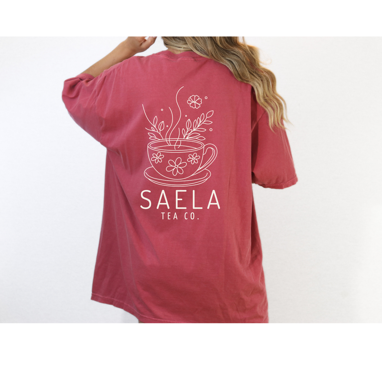 Saela Tea Co. Back T Shirt - Crimson